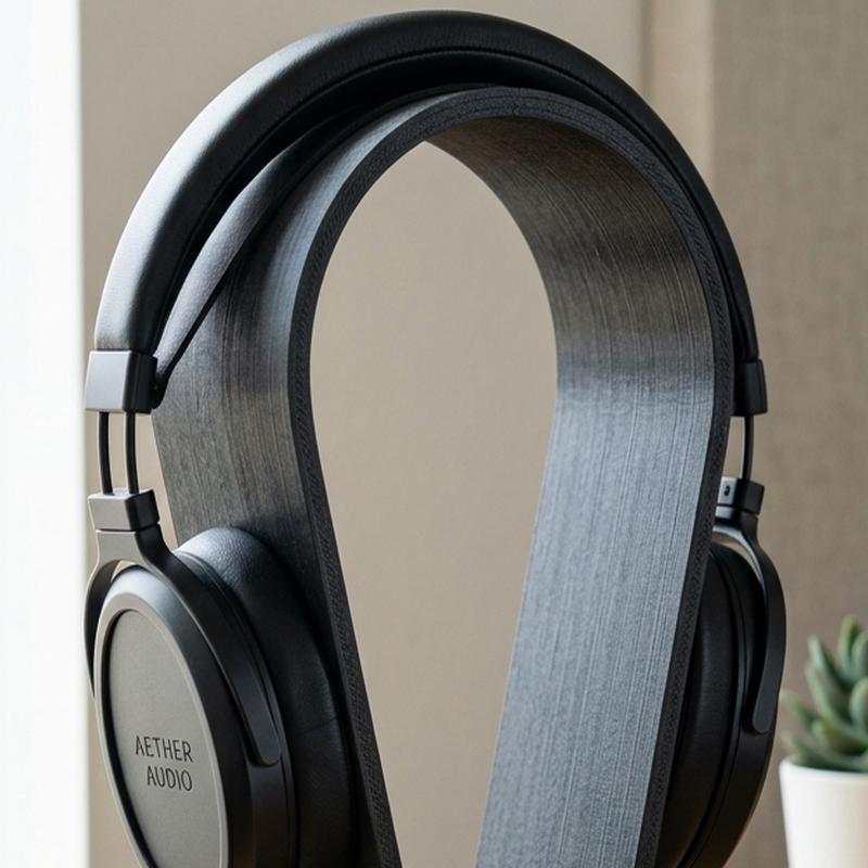 Curved Carbon-Fiber Headphone Stand detail view 2