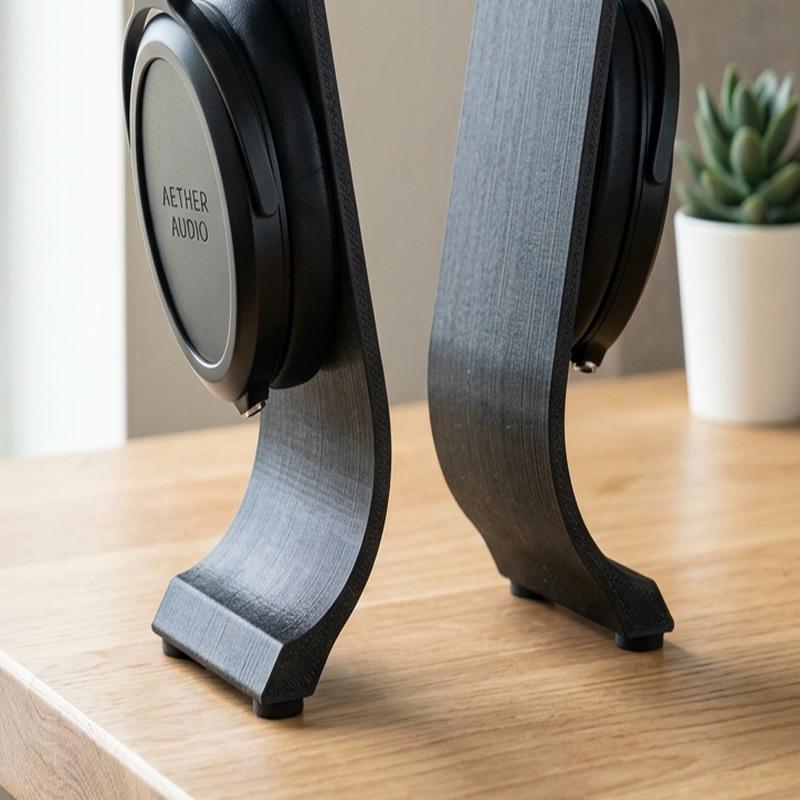 Curved Carbon-Fiber Headphone Stand detail view 3