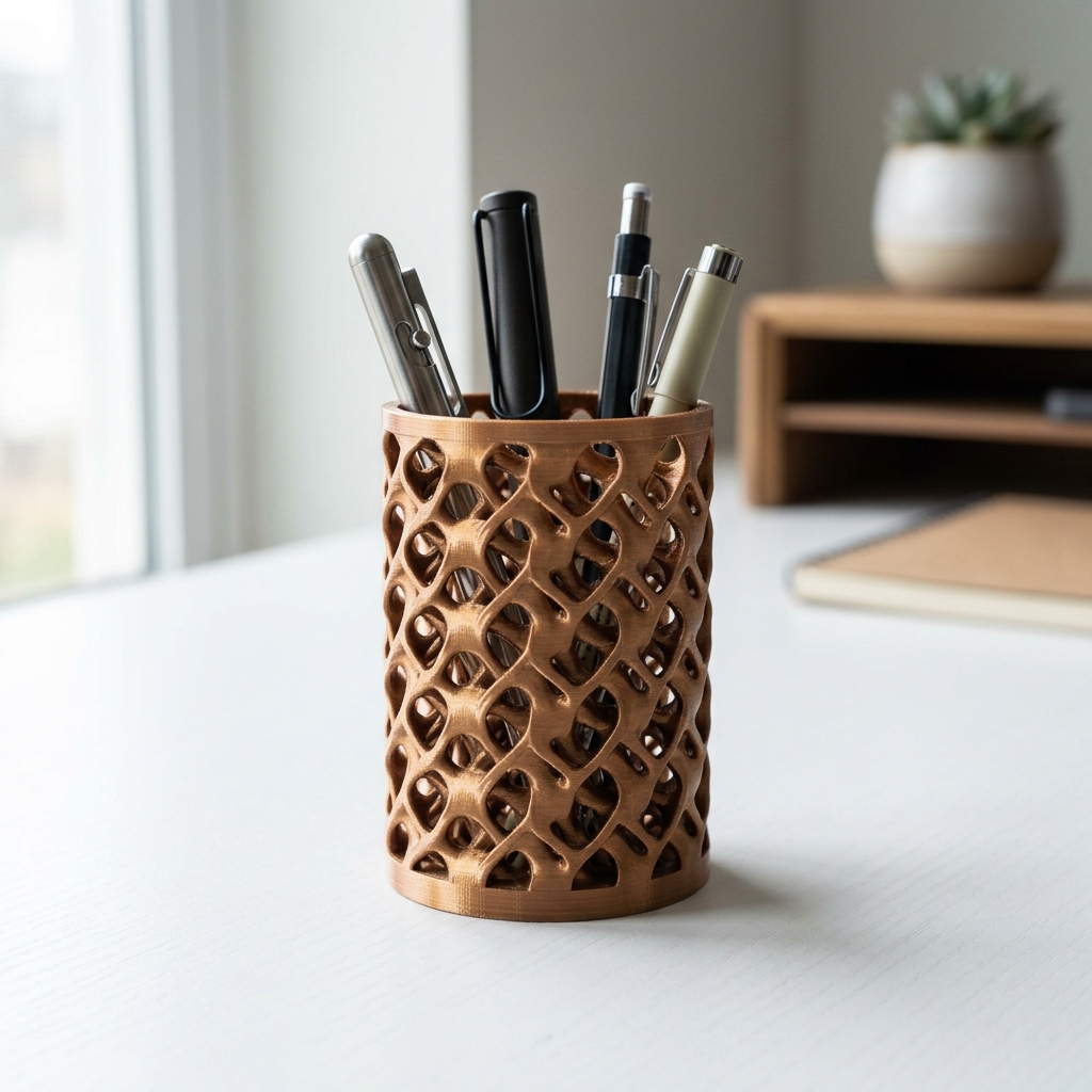 Pen Stand - Mesh Cylinder (Open Lattice Gyroid)