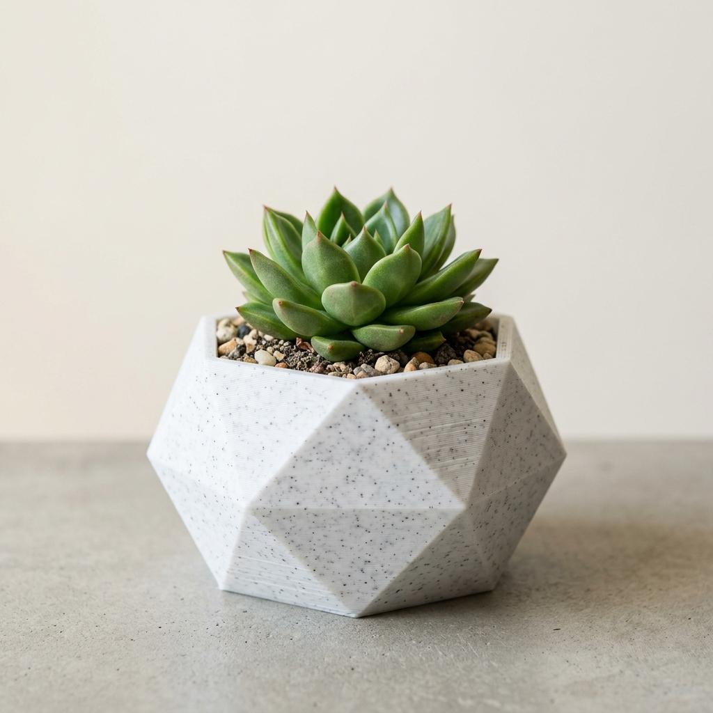 Flower Pot - Geometric (Low-Poly Faceted with Drainage Tray)