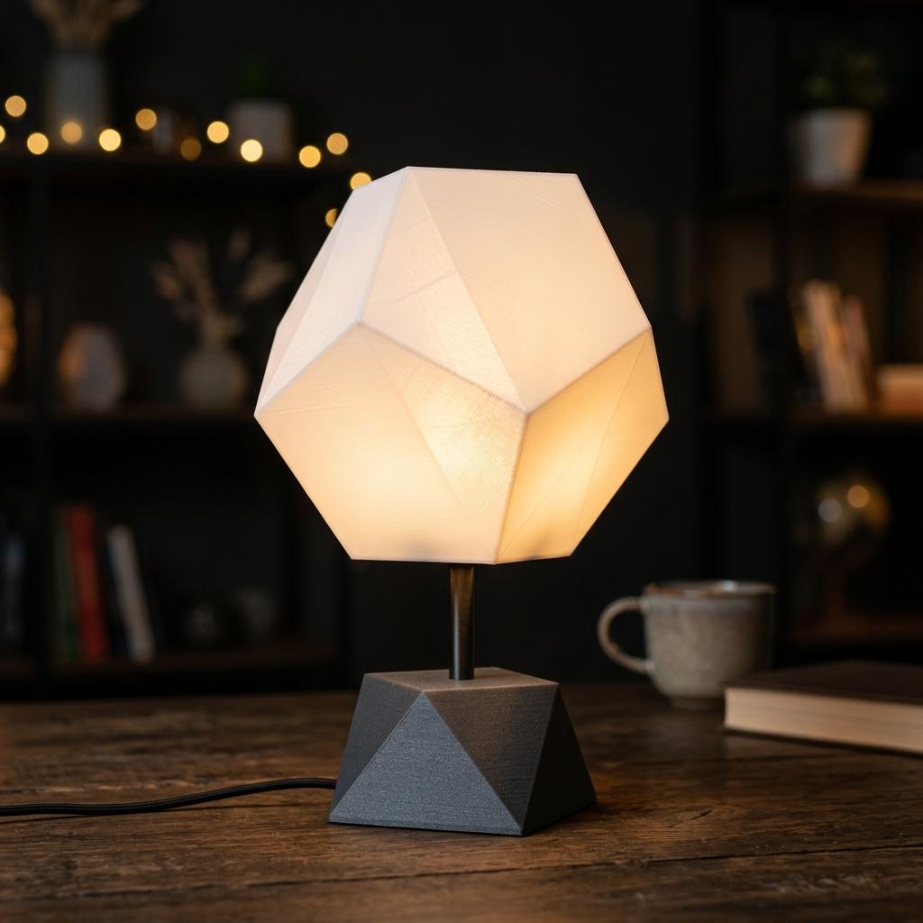 Table Lamp (Geometric Faceted Translucent Shade)